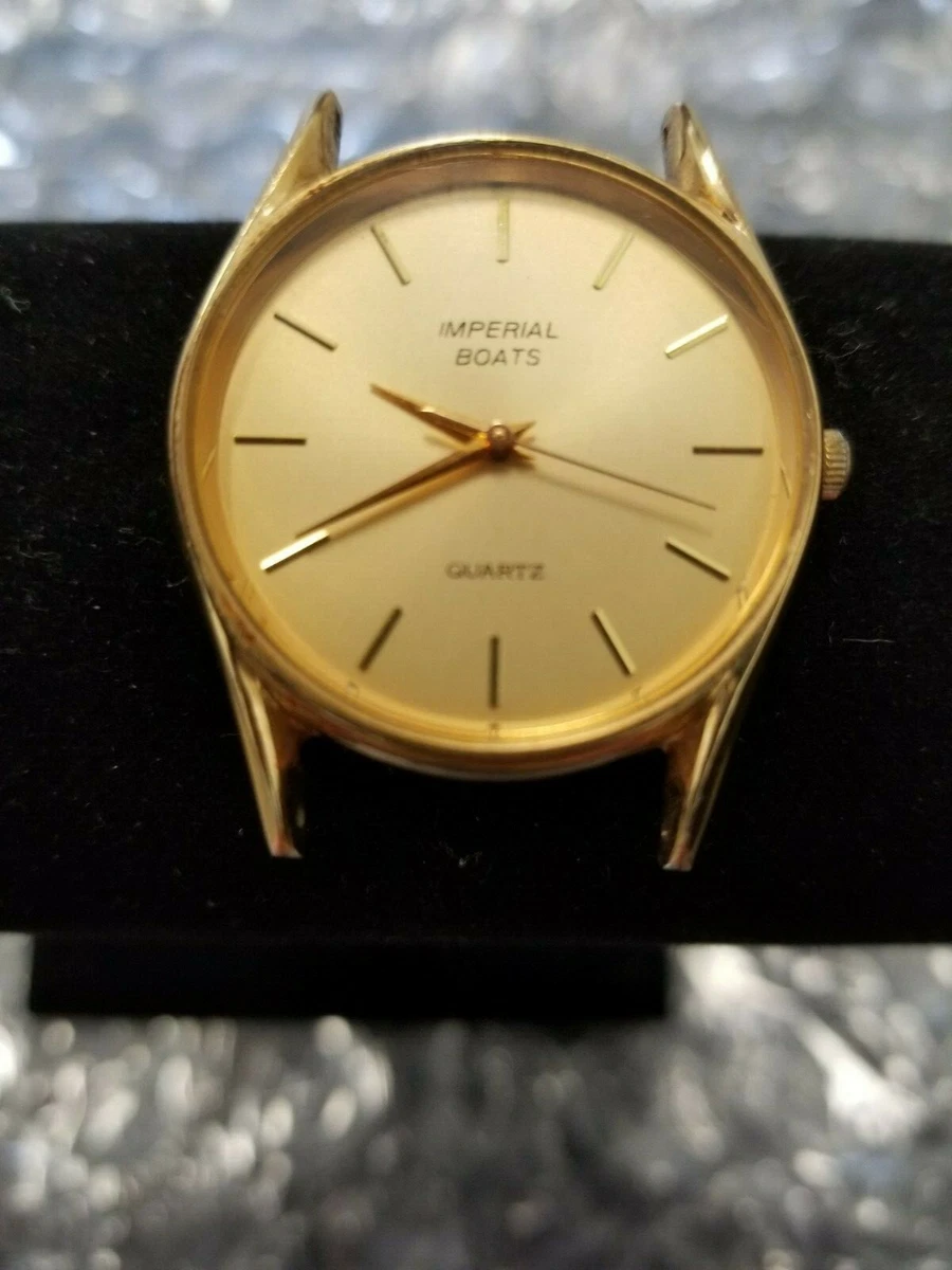 Imperial Boat Quartz Gold Tone Watch Men s Screw Back