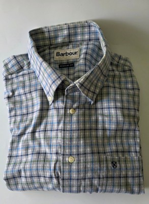 Men's Barbour 100% Cotton Flannel Plaid Shirt Sz Large Regular Fit NEW