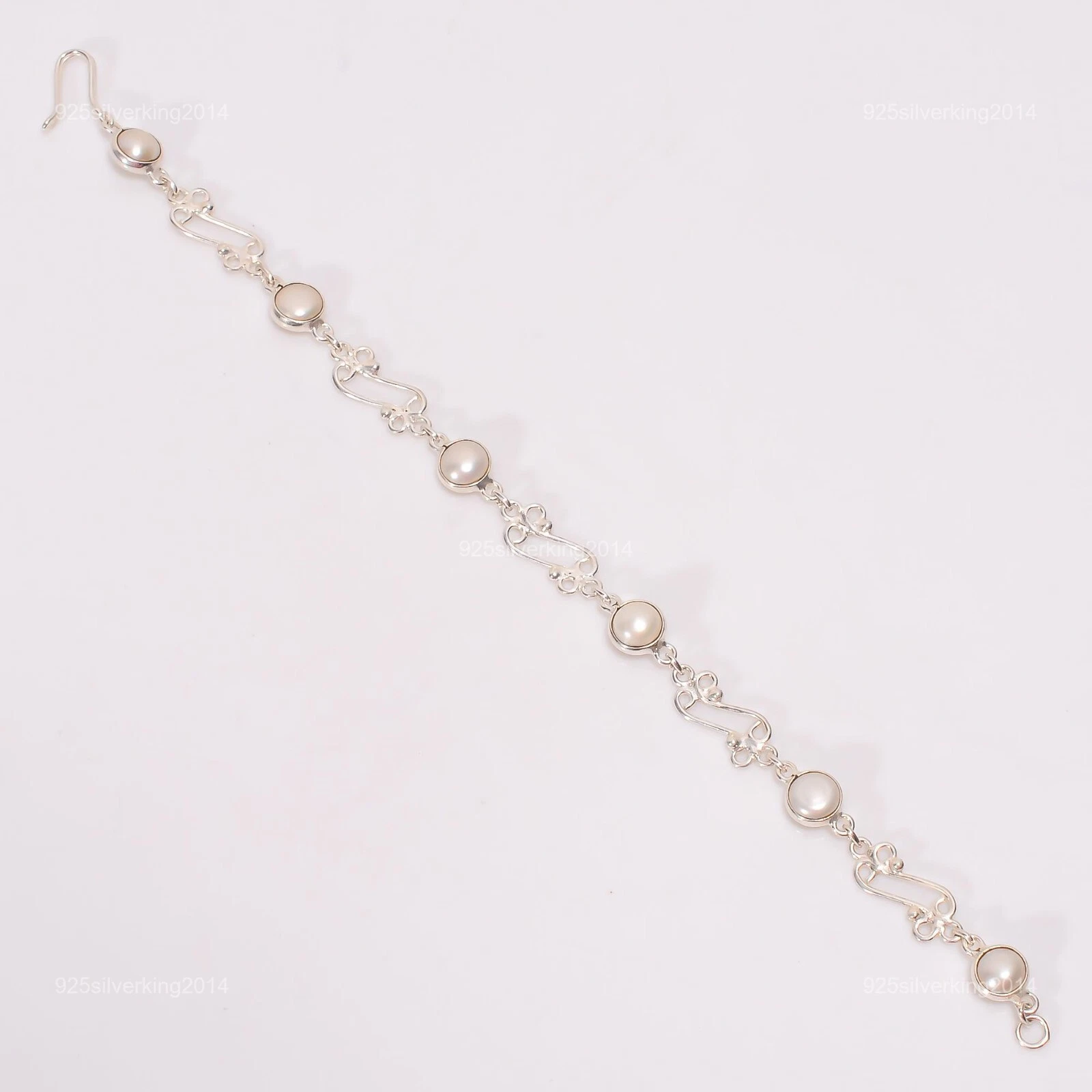 VALENTINO Bracciale Perline Pietre Preziose Biwa Naturali Argento Sterling 925 da Donna