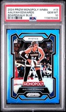 AALIYAH EDWARDS 2024 Prizm Monopoly WNBA Rookie BOARDWALK BLUE #07/15 PSA 10 GEM