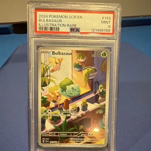 Pokémon 2024 Bulbasaur Illustration Rare Holo #143 Sv07: Stellar Crown PSA 9