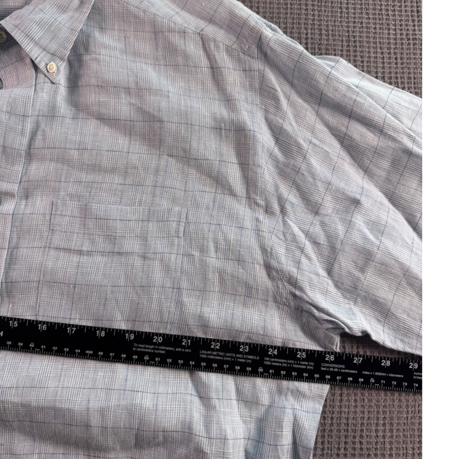 Brooks Brothers Irish Linen Button Down Shirt Mens XL Window Pane Vintage 90s thumbnail 6