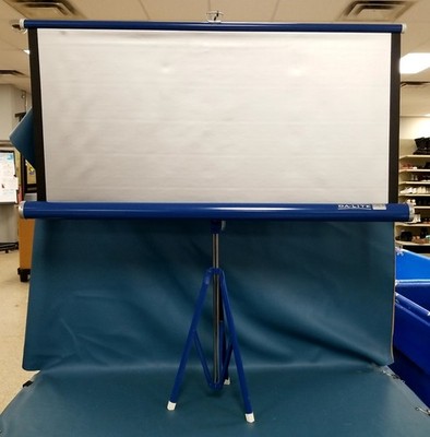 Vintage Da-Lite Silver Flyer Blue 40''x40'' Tripod Projection Screen w/Box NAVA