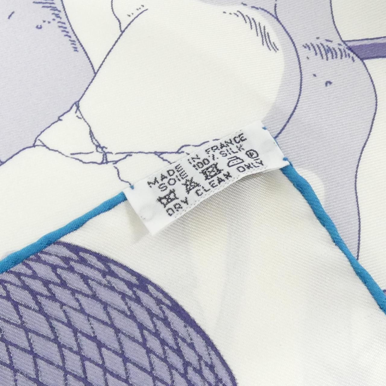 HERMES 002934S HIPPOPOLIS Silk Scarf 90x90 BLUE Authentic Fine Edition image 4