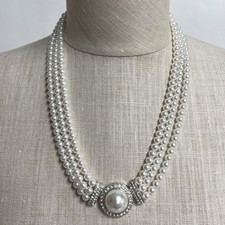 Faux White Pearl Silver-tone Women's Fashion Necklace