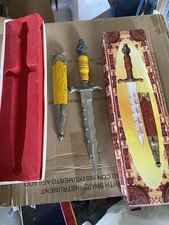 Stainless Steel Fixed Blade Flamberge Dagger & Sheath7” Blade Kings Head Pamel 