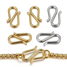 20pcs Stainless Steel Gold S Shape Clasps DIY Necklace Bracelet Hook Connectors