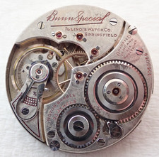 16s ILLINOIS BUNN SPECIAL 23 JEWEL 23j OPEN FACE RAILROAD POCKET WATCH MOVEMENT