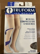 Truform Compression Thigh High Stockings 20-30 mmHg FIRM 8868 Size Large Beige