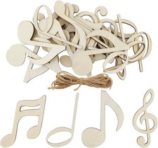 28 Pack 4" Unfinished Wood Musical Notes Cutouts - DIY Craft Ornaments Tags