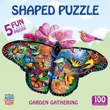 MasterPieces 100 Piece Shaped Jigsaw Puzzle for Kids - Garden Gathering - 14"x19