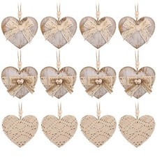 Valentines Day Decorations Tree Ornaments: Rustic Wood Heart Cream White