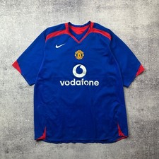 Manchester United 2002/03 Away Jersey Nike Vodafone Blue Retro Football Shirt