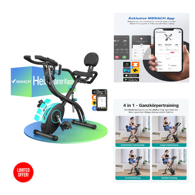 MERACH 4-in-1 Klapp-Indoor-Cycling-Bike 16-fach Magnetwider