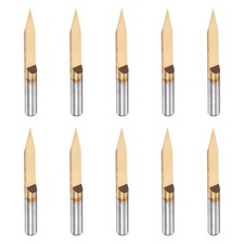 1/8" Shank 0.1mm Tip 30 Degree Titanium Coated Carbide Wood Carving Bit 10pcs