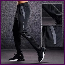 Men's Running Jogger Pants Zipper Pockets Gym Fitness Training Sweatpants