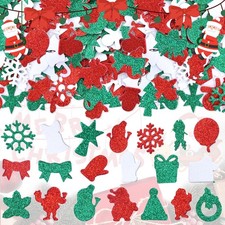 300 Pieces Christmas Glitter Foam Stickers - Assorted Santa,
