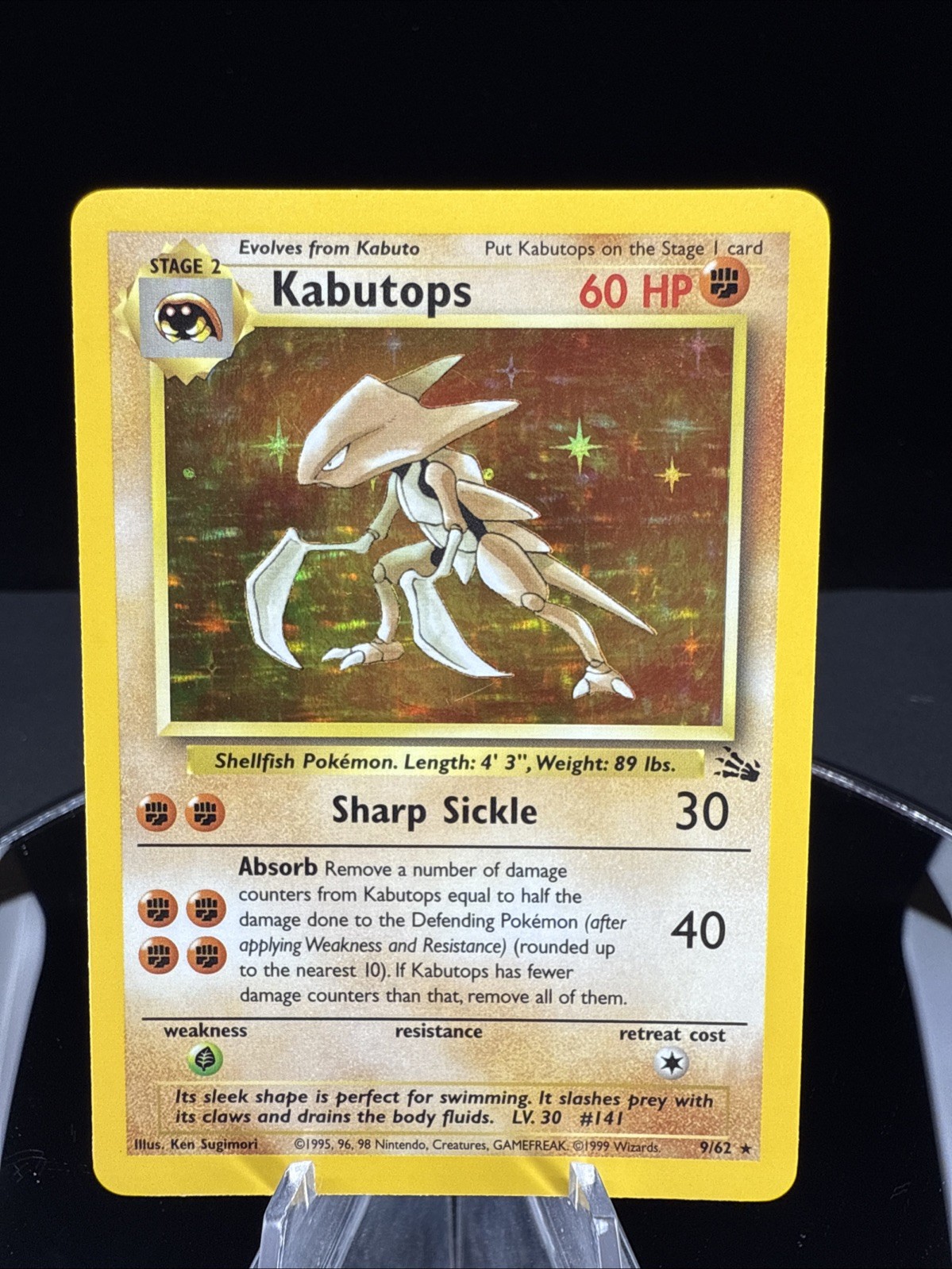 Kabutops 9/62 Pokemon Unlimited Fossil Holo Rare LP