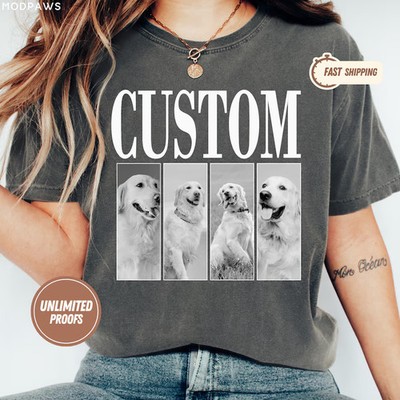 Custom Photo Pet Comfort Tee Personalized Dog Cat Lover Shirt Gift Idea