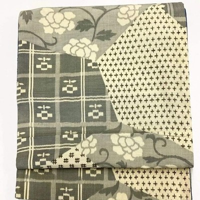 7273# Japanese Vintage Fukuro Obi Belt Kimono Fabric Silk All-over pattern
