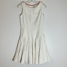 Eliza J Dress Womens 4 White Floral Brocade Shift Sleeveless Business Cocktail