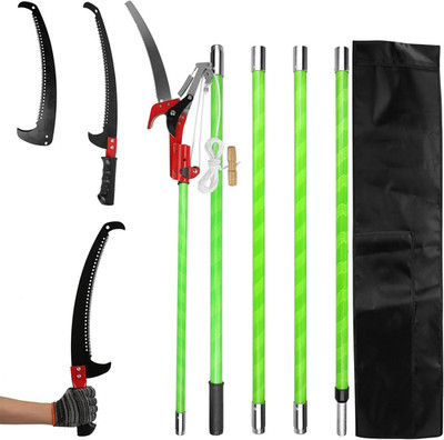 Manual Pole Saw 8.2-15.1FT Extendable Tree Pruner, Pole Saw for Tree Trimming wi