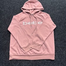 Bebe Sport Womens Pink Logo Pullover Hoodie Sweatshirt XL Raglan Sleeve Rose