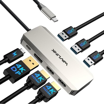 WAVLINK Triple 4K Docking Station with Dual HDMI, DP, 100W PD in, 3 USB-A2.0