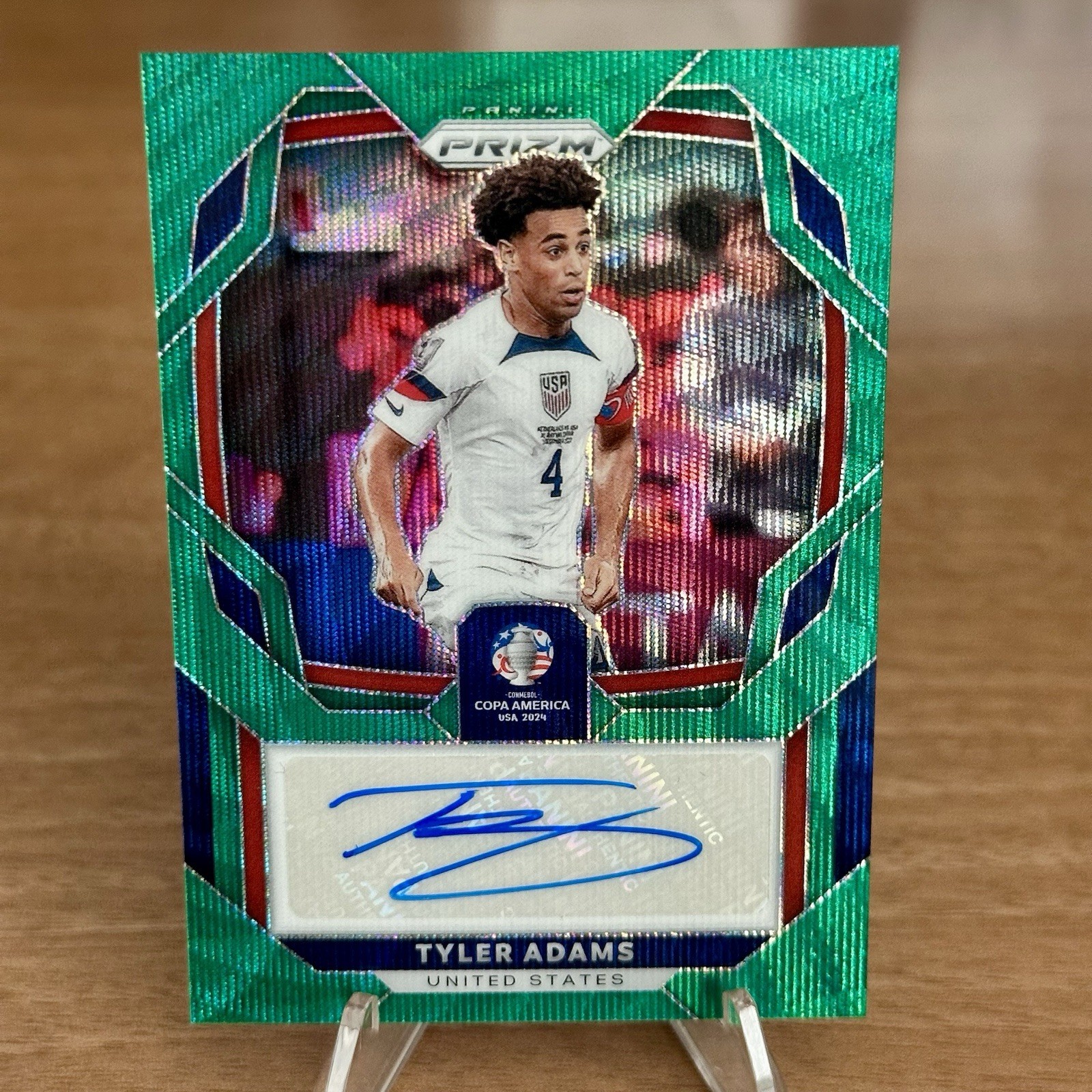 2024 Panini Prizm Copa America Tyler Adams Signature Auto #S-TA Green Wave USA