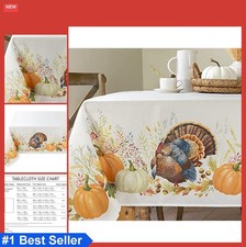 Fabric Tablecloth 60 x 120 Inch Rectangular Fall Harvest Thanksgiving Turkey