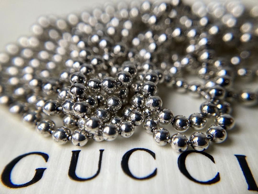 Gucci Interlocking GG Silver Double Ball Chain Ne… - image 4