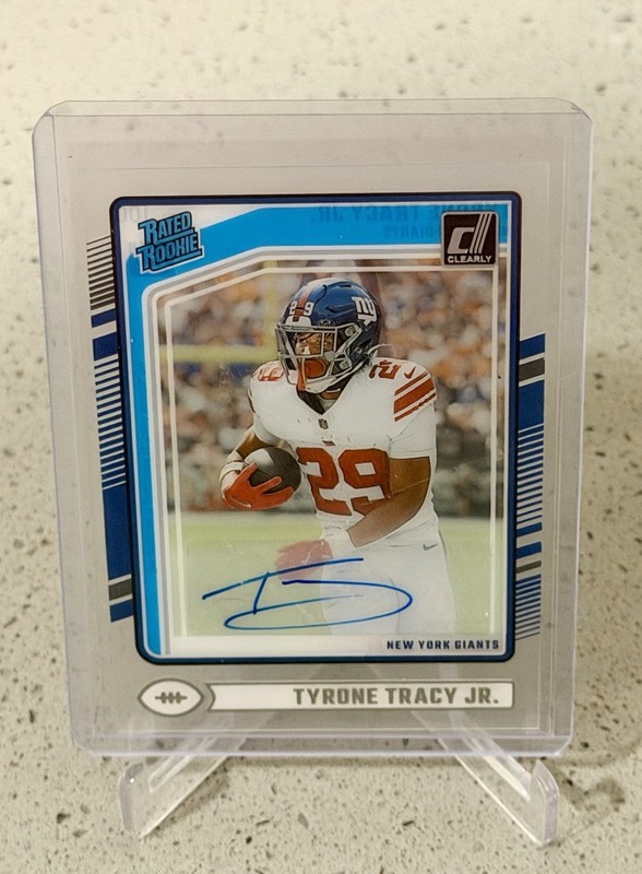 2024 Panini Donruss Clearly Tyrone Tracy Jr. Rated Rookie Auto!