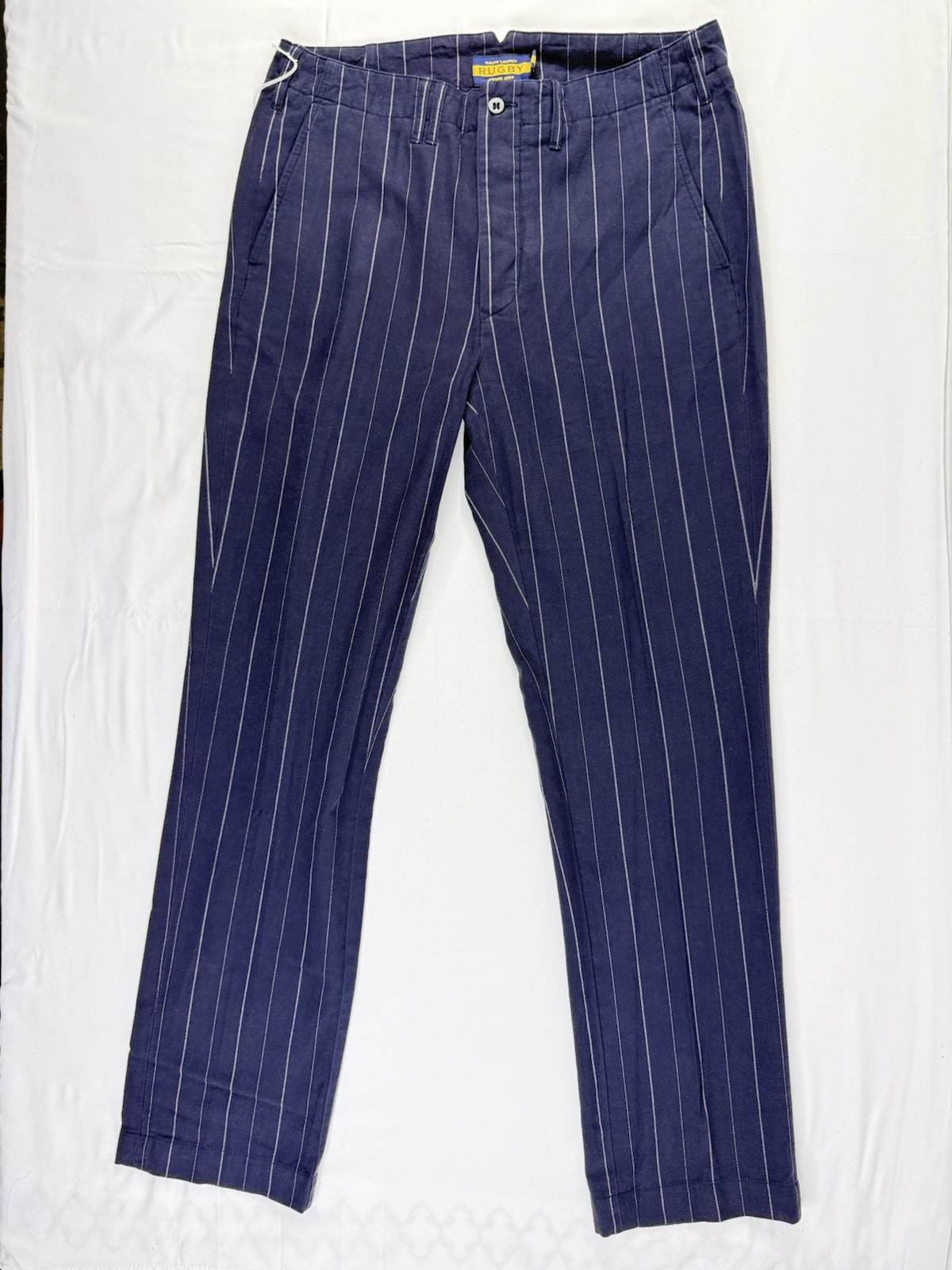 Polo Rugby Ralph Lauren Men’s Blue Pinstripe Cotton Dress Pants Size 32 NWT