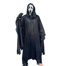 Ghostface Scream Sparkle Costume   Black Robe, Mask, Gloves, Prop Knife