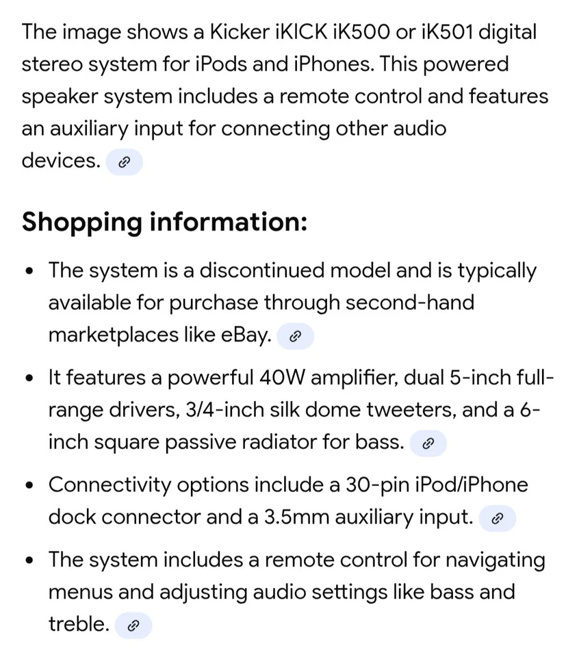 Kicker iKick IK501 数字立体声系统 iPod 扬声器坞站 带遥控器 — 第 3/4 张图片