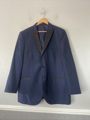 Moss Esq Smoking Blazer Sakko Blau 44'' Wollmischung Smart Formal