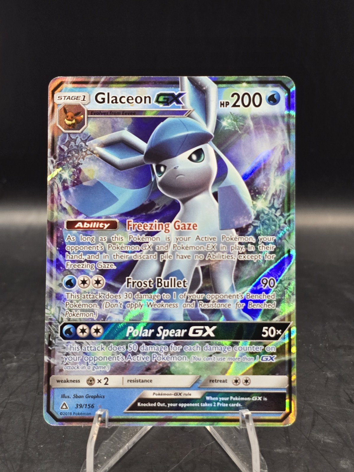 Pokemon TCG Glaceon GX 39/156 SM Ultra Prism Ultra Rare Holo NM