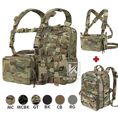 KRYDEX D3CR Chest Rig Harness Mag Pouches & D3 Flatpack Backpack MOLLE Rucksack