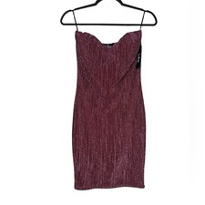 Lulus Strapless Dress Womens Large Night Drive Plum Purple Sparkly Bodycon NWT