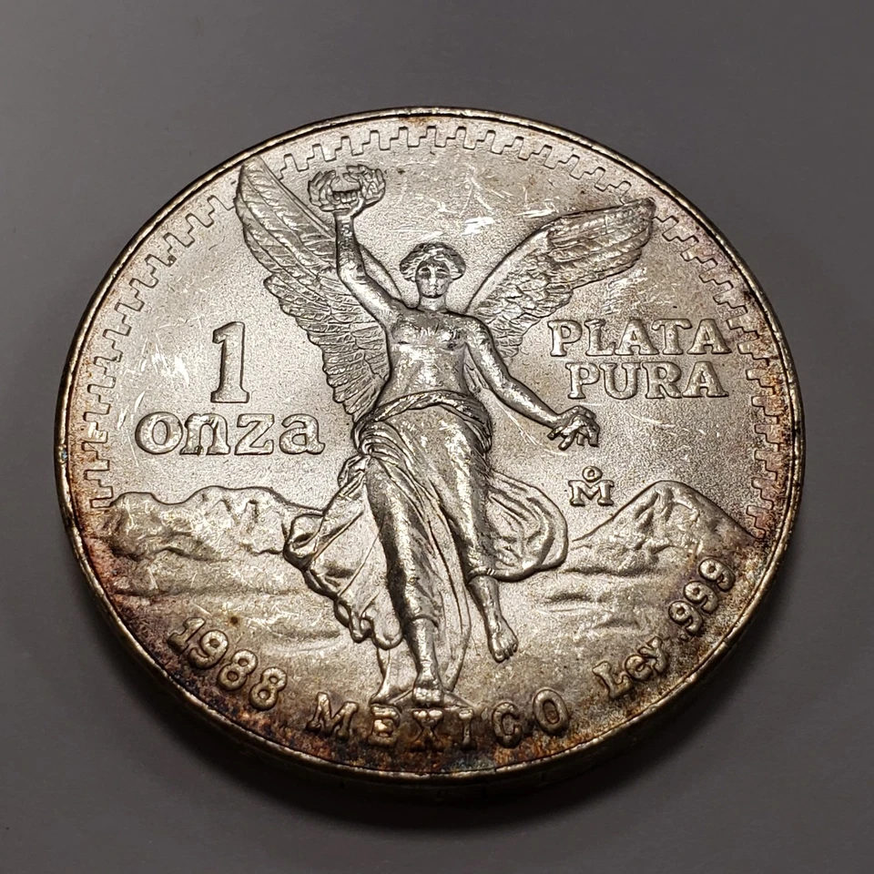 1988 Mo Mexico Libertad Onza 1 oz .999 Silver BU - Key Date - SKU-U2877 - Image 3 of 4
