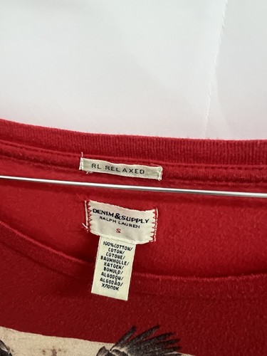 Ralph Lauren Indian Tête Rare Vintage Tee Hommes Red Coton Court Manche T S - Photo 10 sur 11