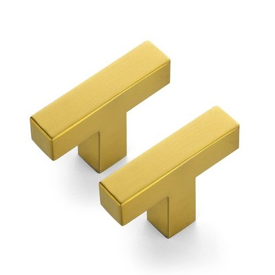 12 PCS 2 Inch Square Cabinet Pulls Brushed Brass Stainless Steel Drawer Handle