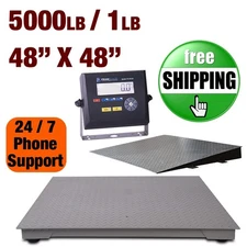 New Prime Scale Series 5000x1lb Floor Scale 48"x48" w/PS-IN103 Indicator & Ramp