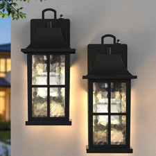 Aluminium Dusk to Dawn Outdoor Wall Sconce Light Fixture 2 Pack - Black
