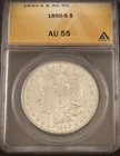 1890-S MORGAN SILVER DOLLAR ** ANACS AU-55 **  PROBLEM FREE COIN  (7685)