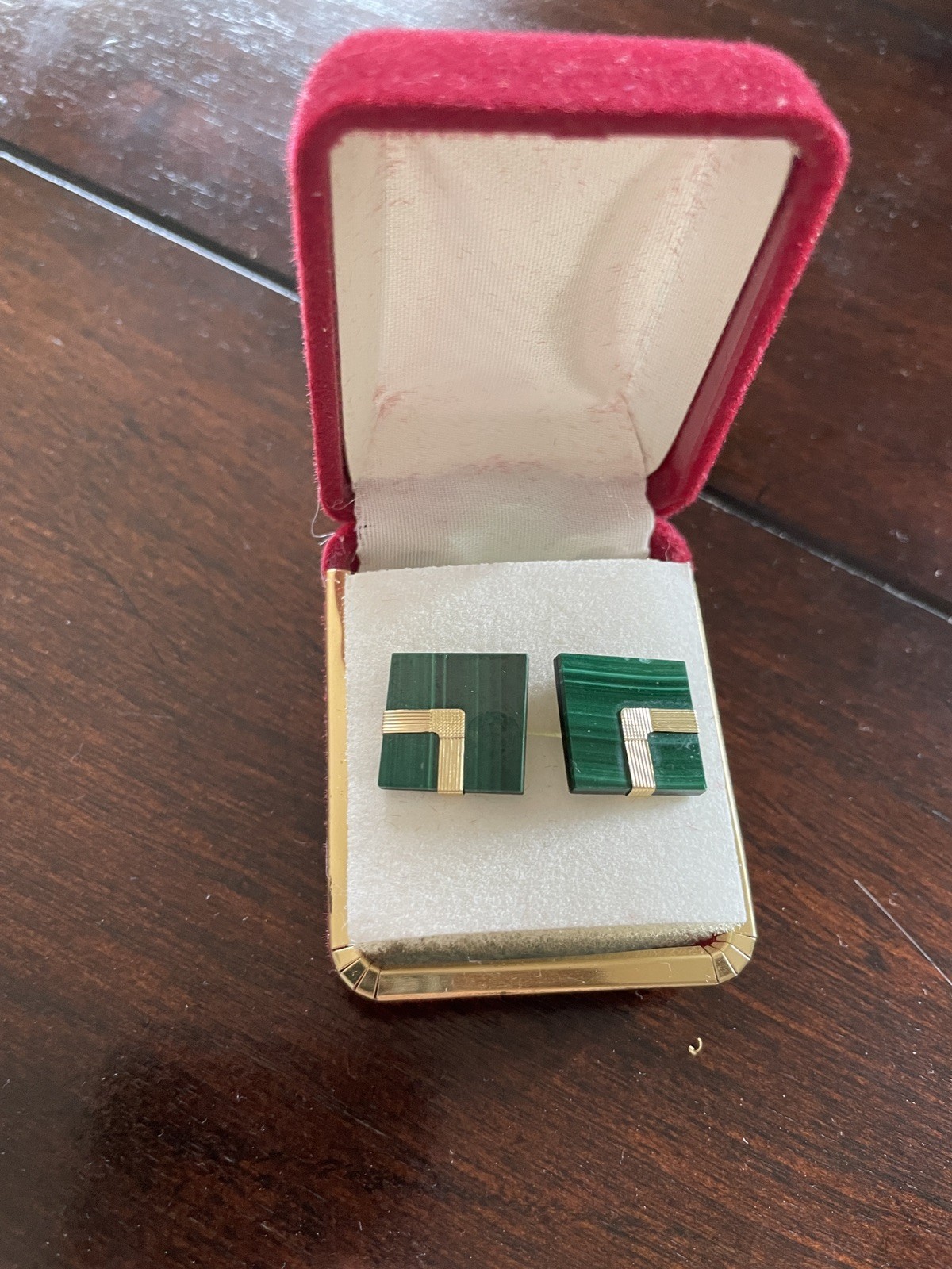 Vintage Peter Brams 14K Solid Gold   Malachite Ea… - image 5