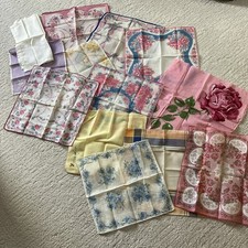 Lot Of 13 Charming Floral Vintage Cotton Hankerchiefs Hankies Pink ESTATE FIND 