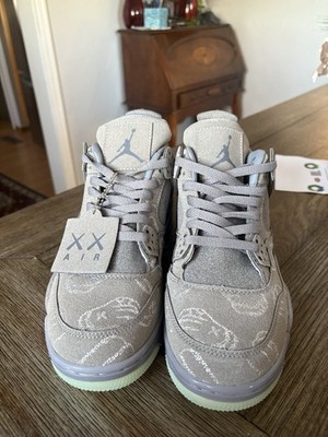 Jordan 4 Retro Sneakers KAWS Cool Grey, Size 9.5