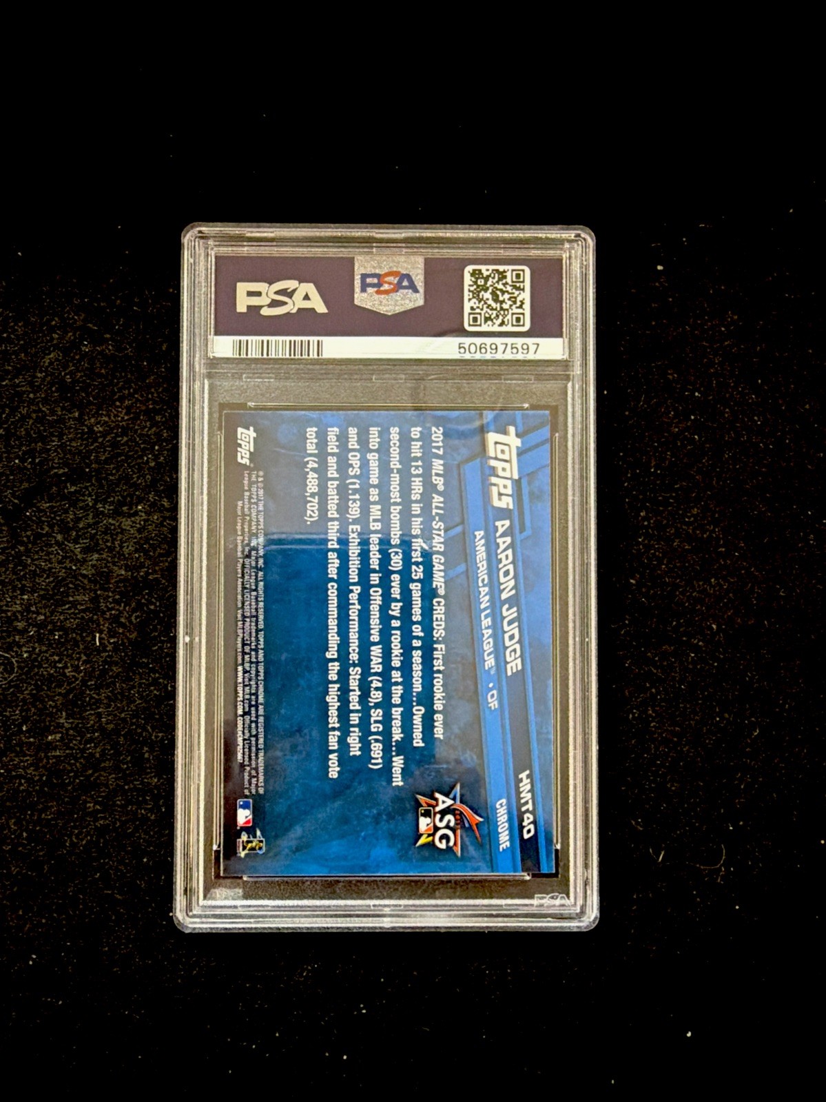 2017 Topps Chrome - Aaron Judge RC, PSA 10 Gem Mint  #HMT40 view 2