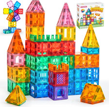 66PCS Magnetic Building Tiles Toys Durable and Creative STEM Building for Kids A